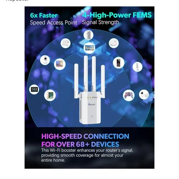 White WiFi Extender Internet Booster for home. Wireless Internet repeater - Picture 9 of 9